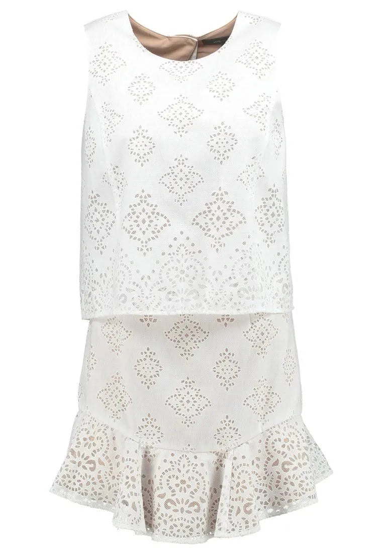 BCBG MAXAZRIA WHITE EYELET DRESS