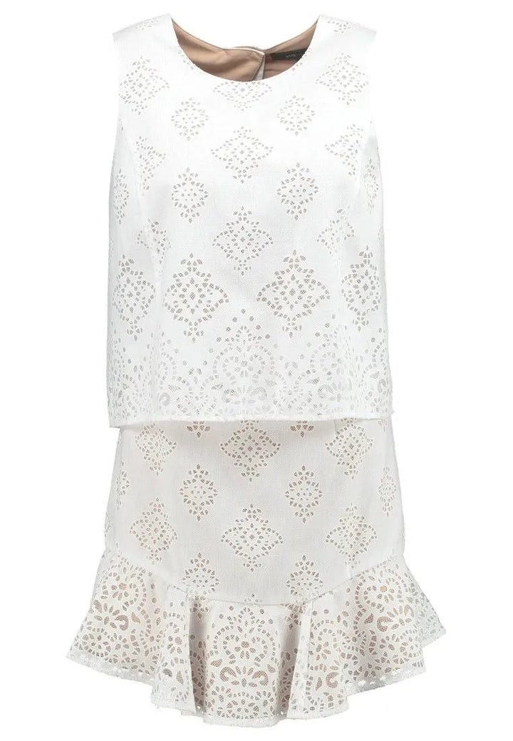 BCBG MAXAZRIA WHITE EYELET DRESS