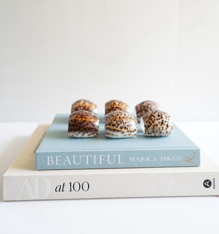 Natural Tiger Cowrie Shell Napkin Rings- Set of 6