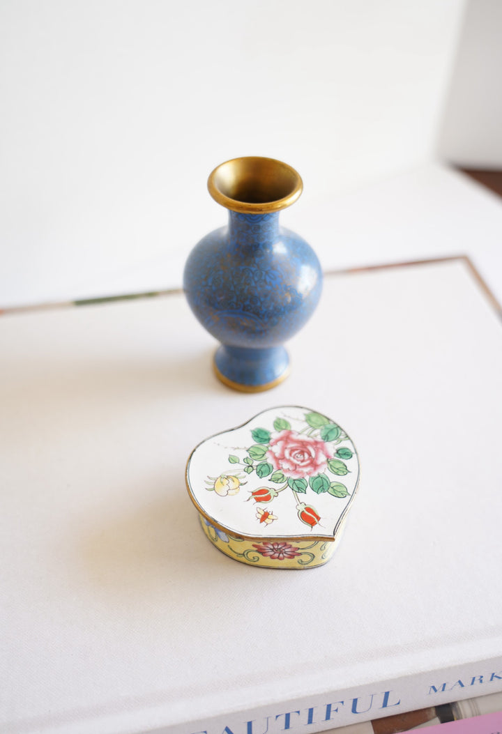 Cloisonné vase and trinket box