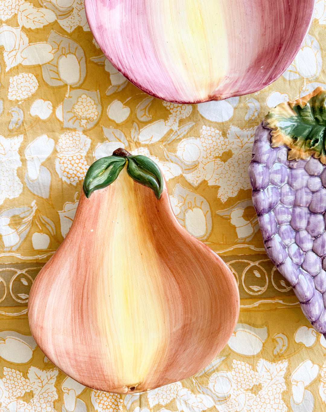 Italian Majolica fruit shaped wall plates