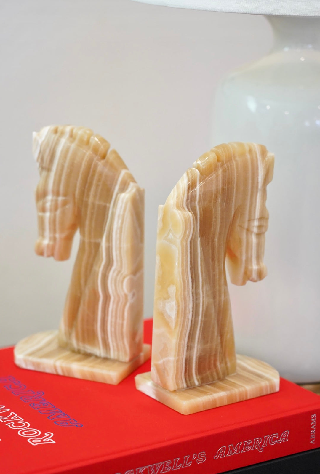 PAIR OF MCM ONYX HORSE BOOKENDS