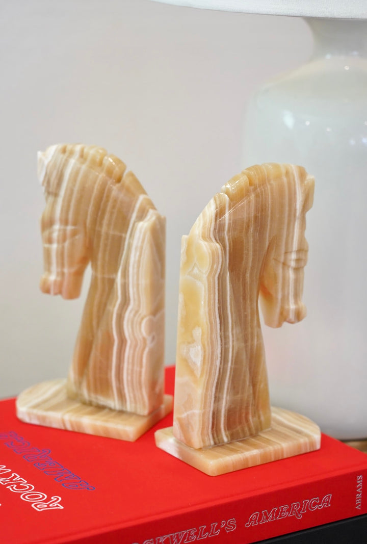 PAIR OF MCM ONYX HORSE BOOKENDS
