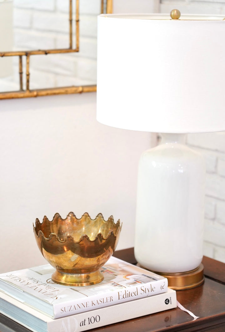 SCALLOPED RIM BRASS BOWL