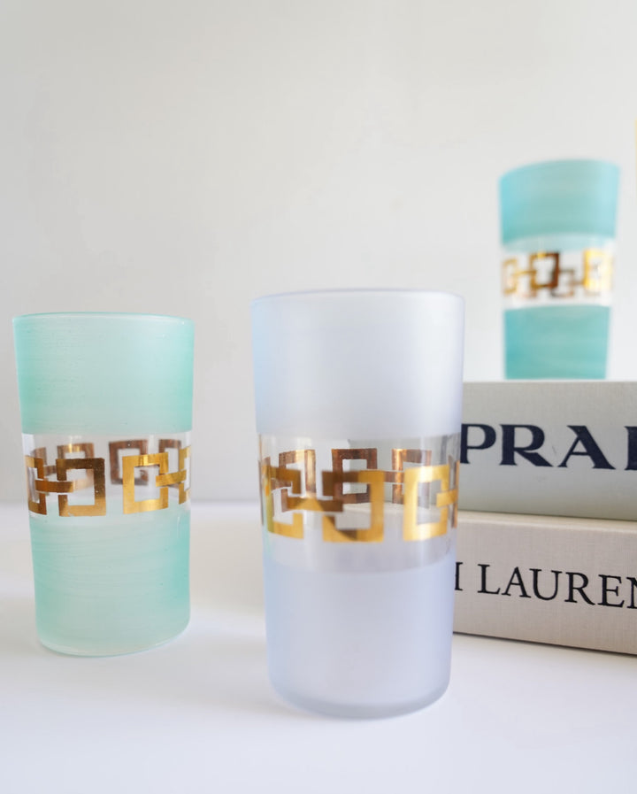 Mcm frosted multi colored glass set- 5