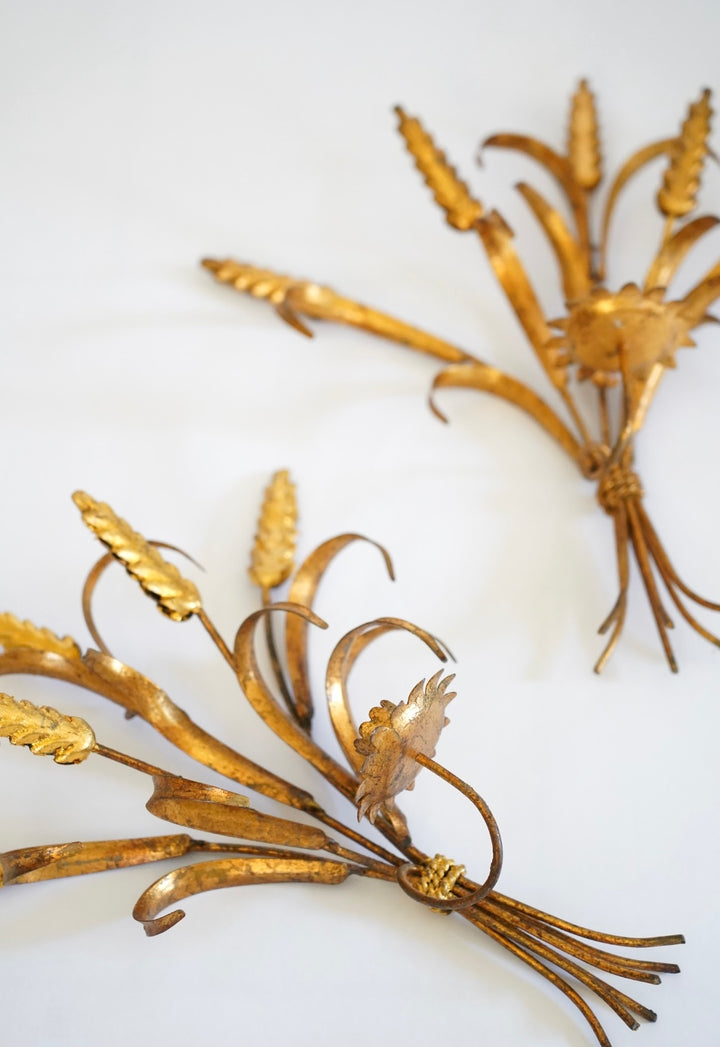 PAIR OF ITALIAN WHEAT GILT GOLD SCONCES