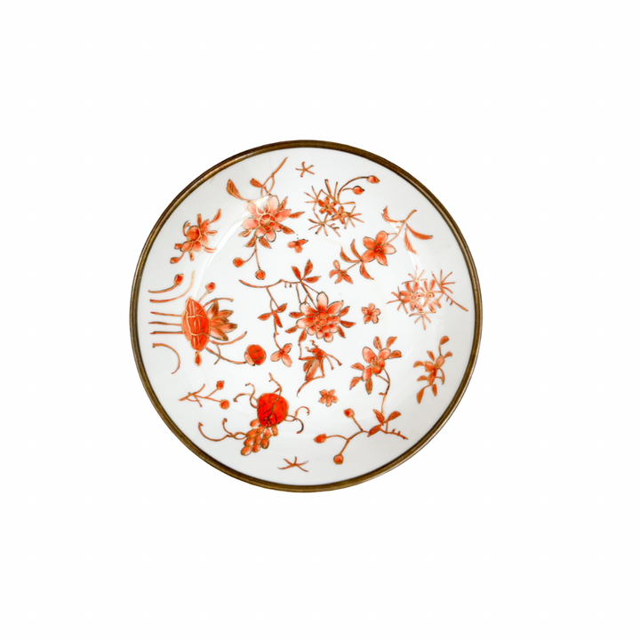 Japanese brass and porcelain plate