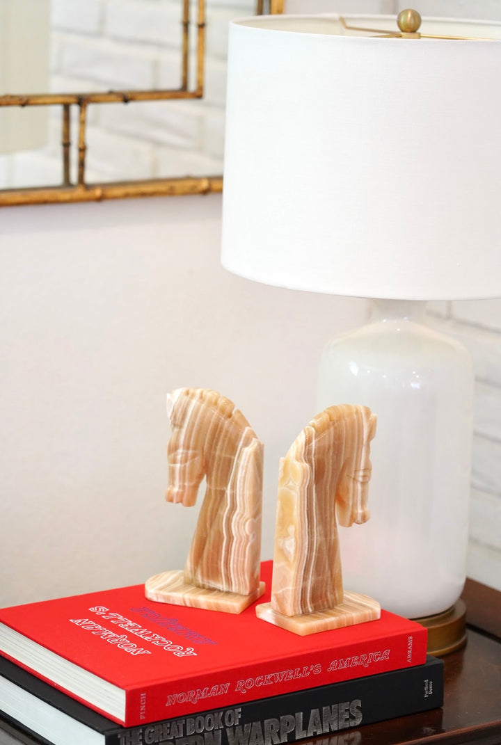 PAIR OF MCM ONYX HORSE BOOKENDS