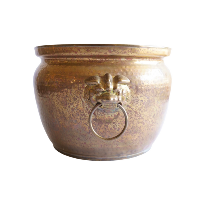 BRASS LION FOO DOG PLANTER