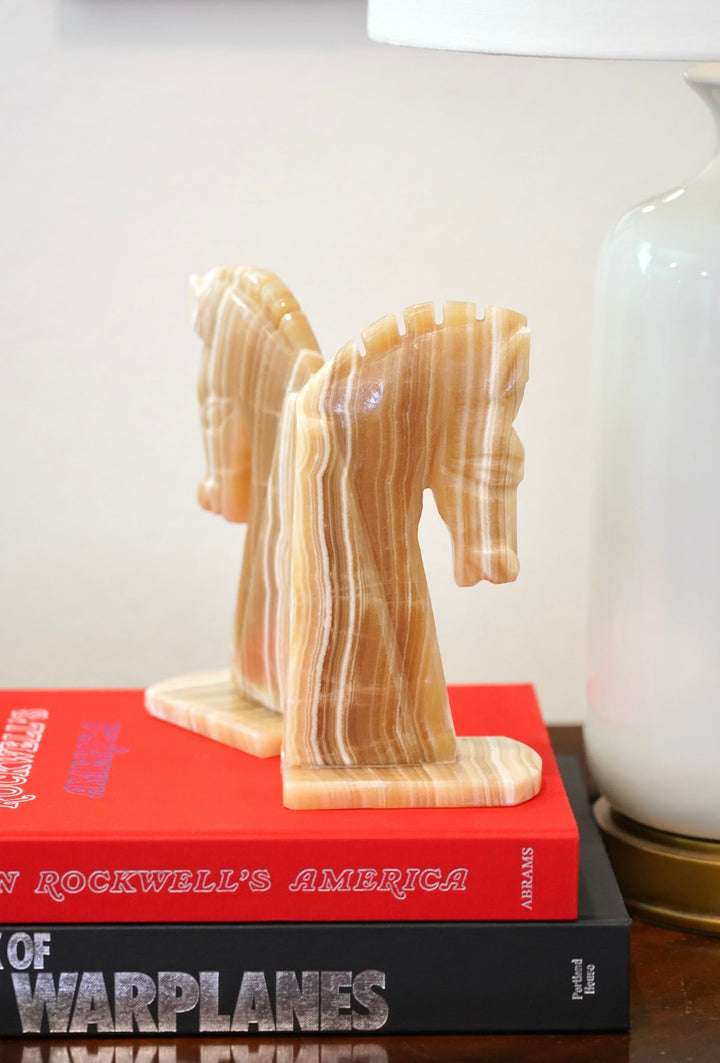 PAIR OF MCM ONYX HORSE BOOKENDS