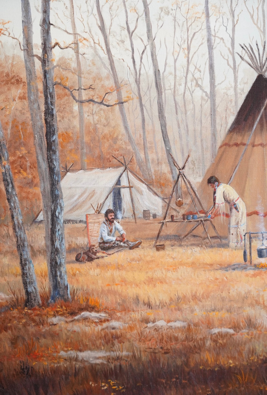 OIL PAINTING MARIANNE CAROSELLI, SIGNED, “WILDERNESS CAMP”
