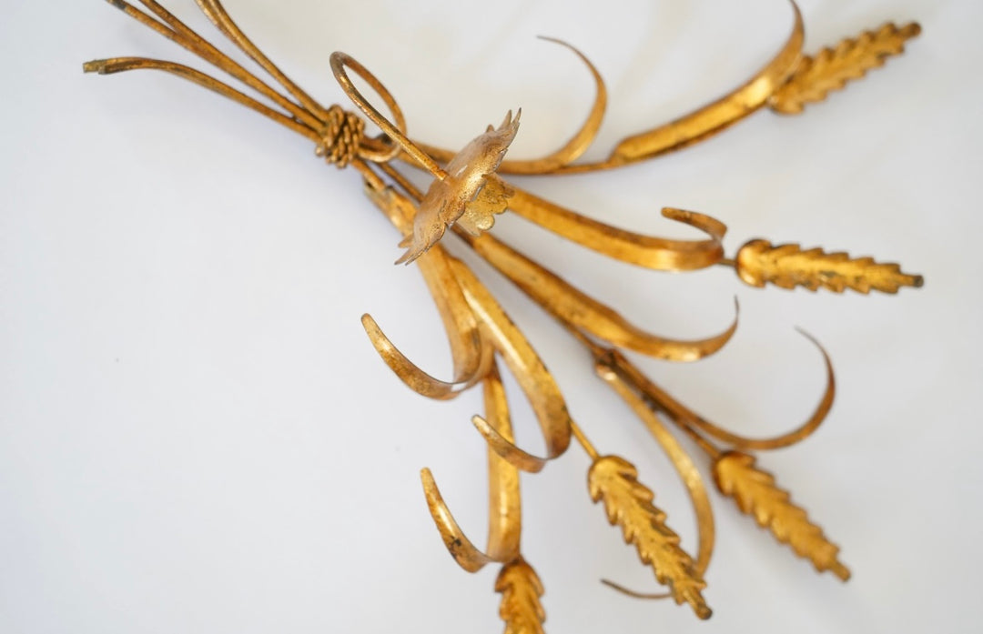 PAIR OF ITALIAN WHEAT GILT GOLD SCONCES