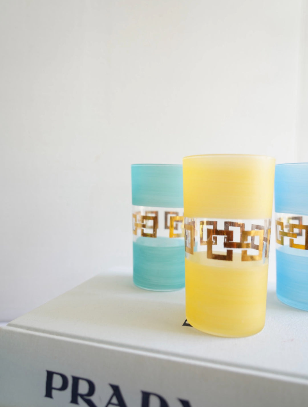 Mcm frosted multi colored glass set- 5