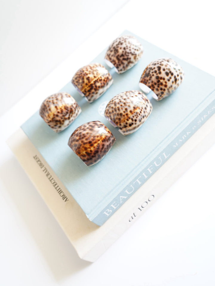 Natural Tiger Cowrie Shell Napkin Rings- Set of 6
