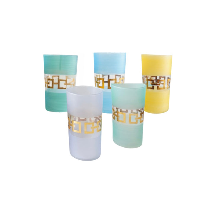 Mcm frosted multi colored glass set- 5