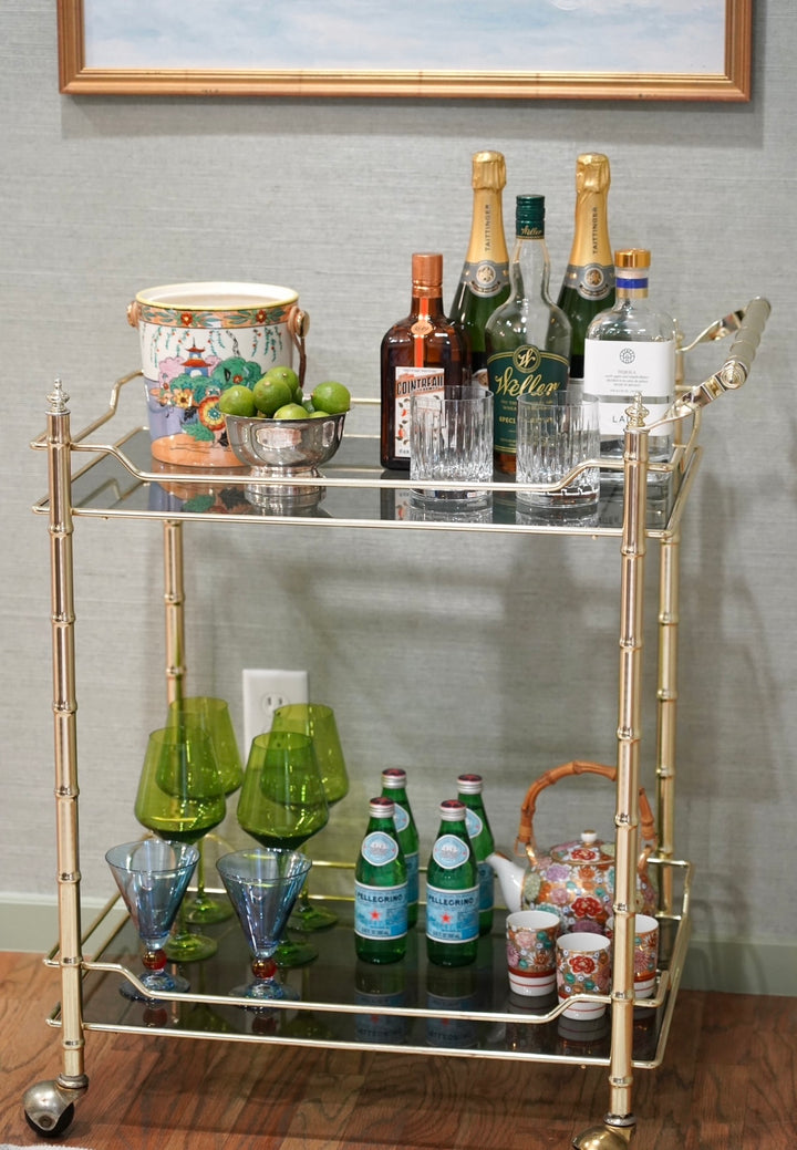 FAUX BAMBOO BAR CART