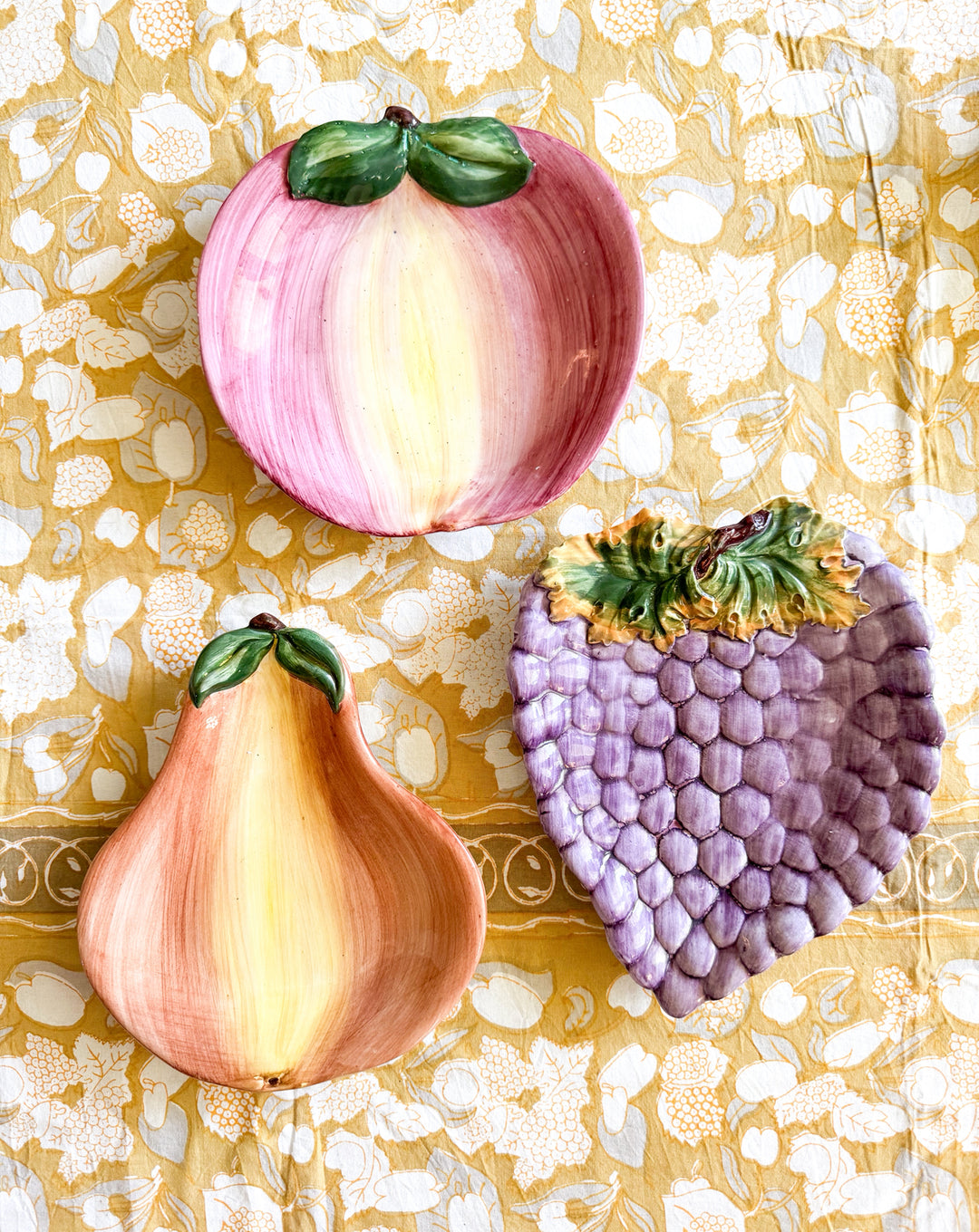 Italian Majolica fruit shaped wall plates