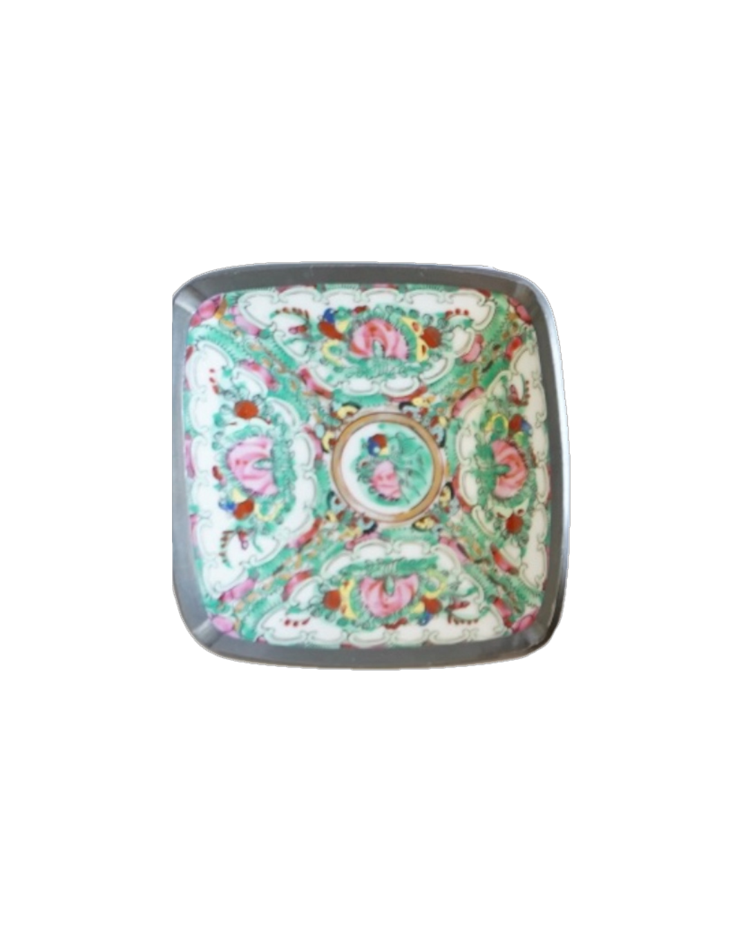 Rose medallion pewter trinket dish