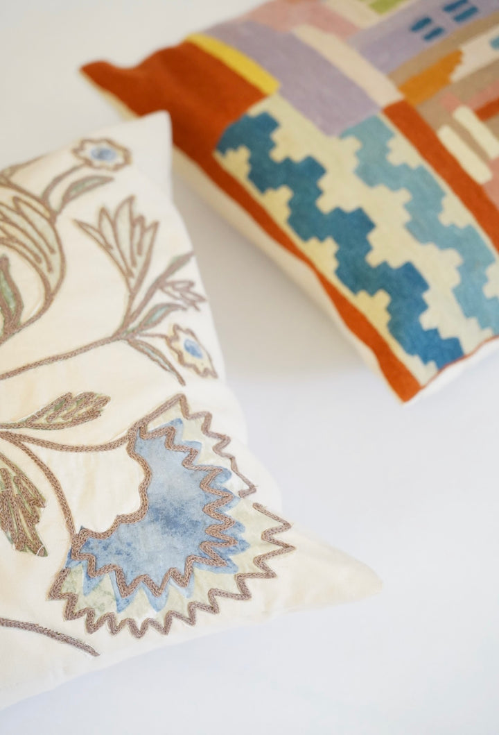 EMBROIDERED BIRD PILLOW