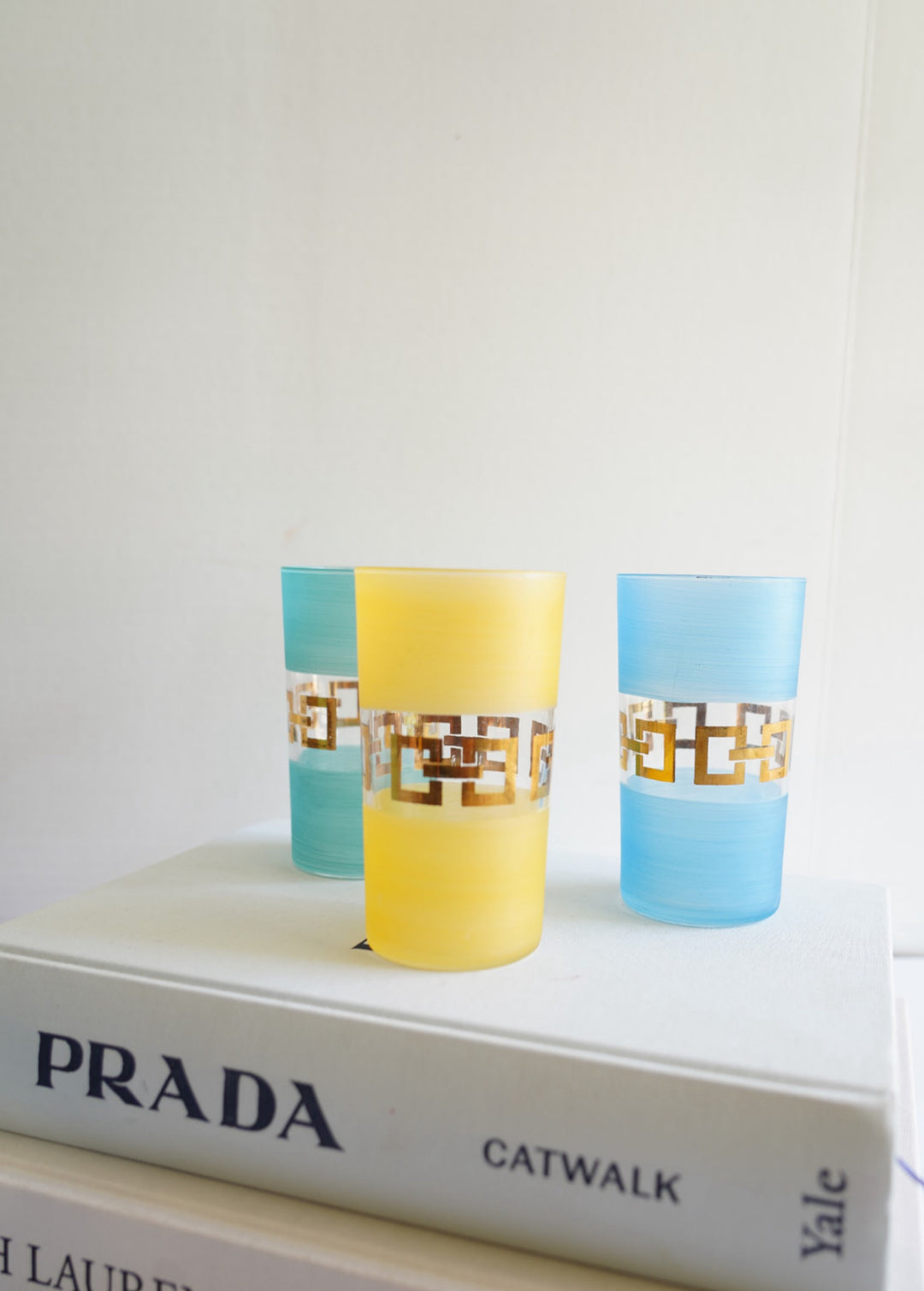 Mcm frosted multi colored glass set- 5