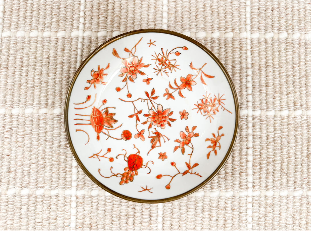 Japanese brass and porcelain plate