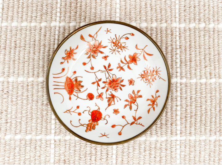 Japanese brass and porcelain plate