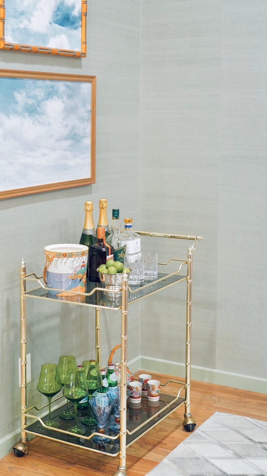 FAUX BAMBOO BAR CART