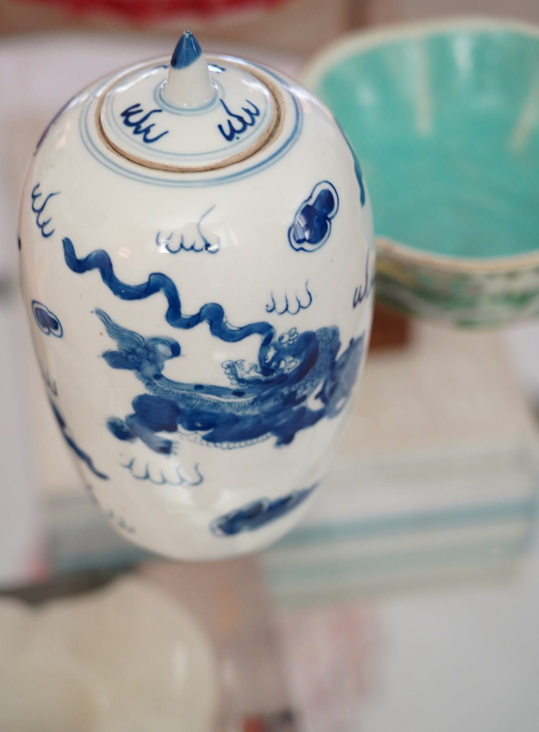 PORCELAIN FOO DOG GINGER JAR