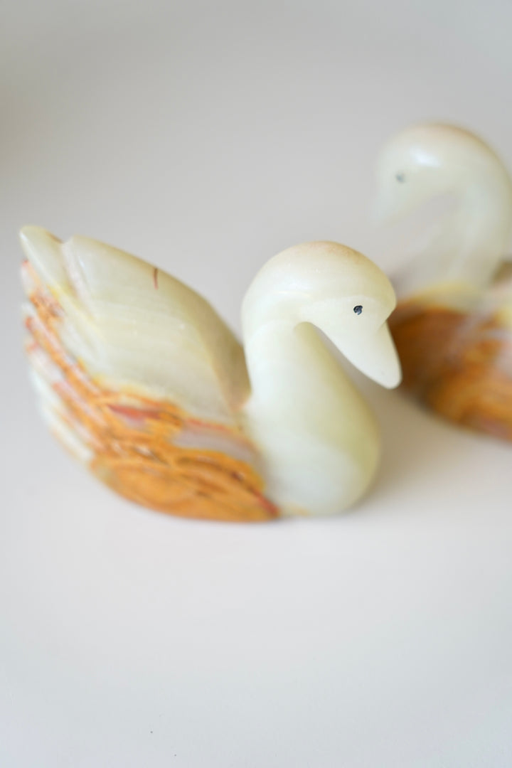 MARBLED ONYX SWANS