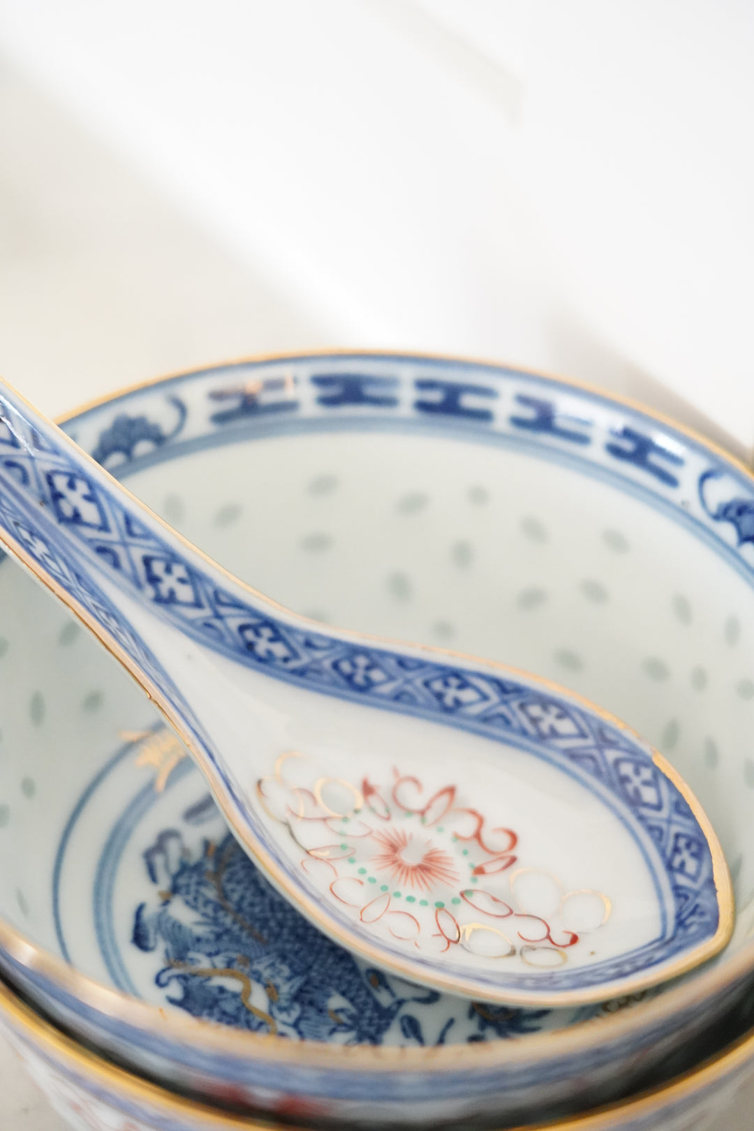 BLUE DRAGON RICE BOWLS & SPOONS