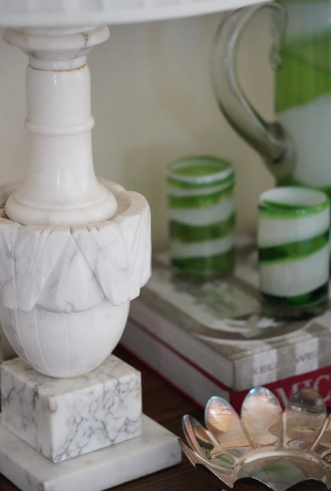 HAND-CARVED ALABASTER LAMP