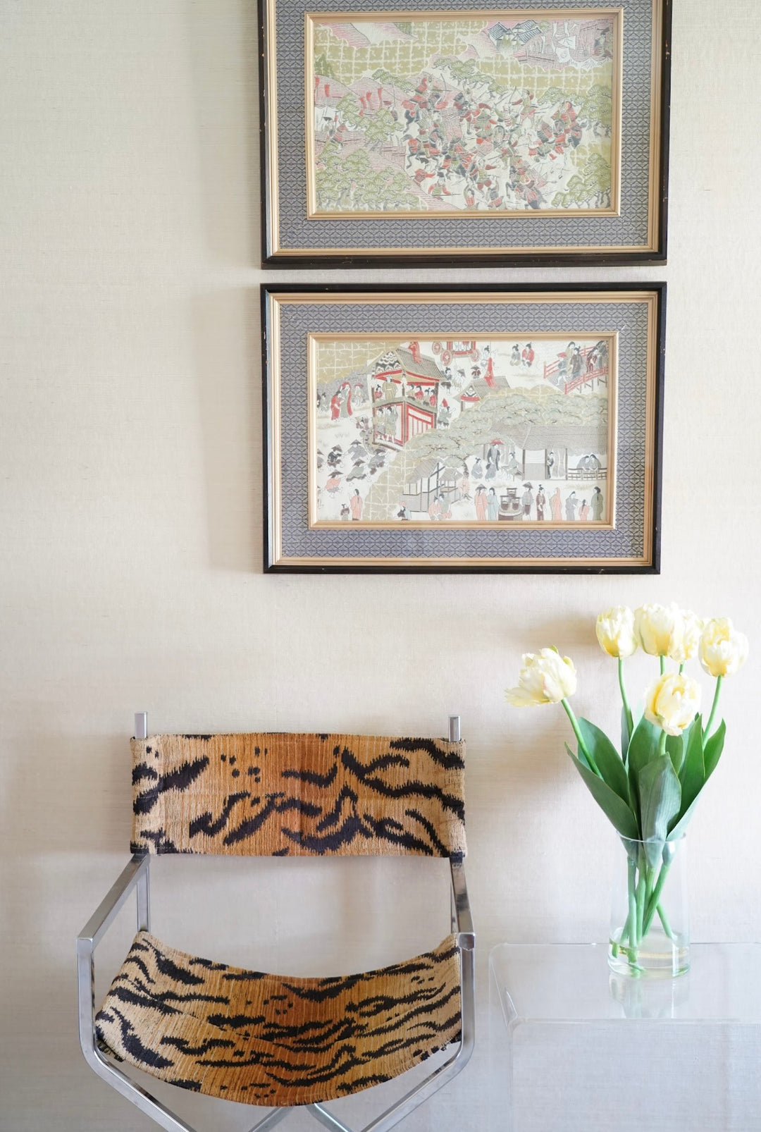 PAIR OF SILK EMBROIDERED FRAMED ART