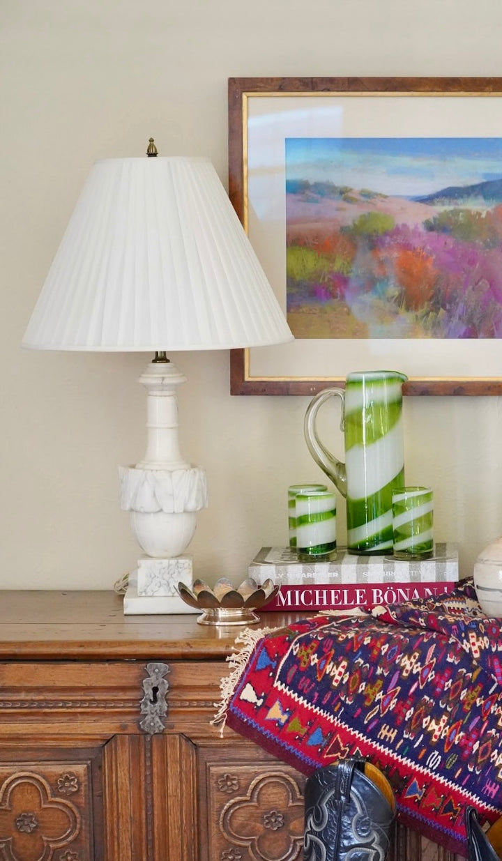 HAND-CARVED ALABASTER LAMP