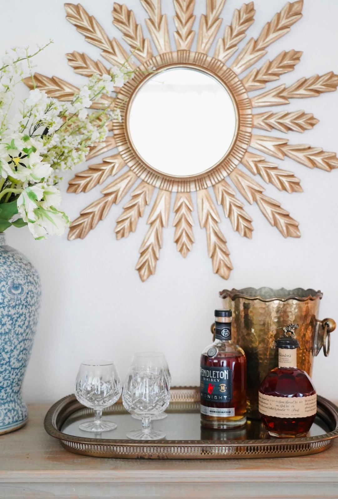 HOLLYWOOD REGENCY BRASS GLASS TRAY