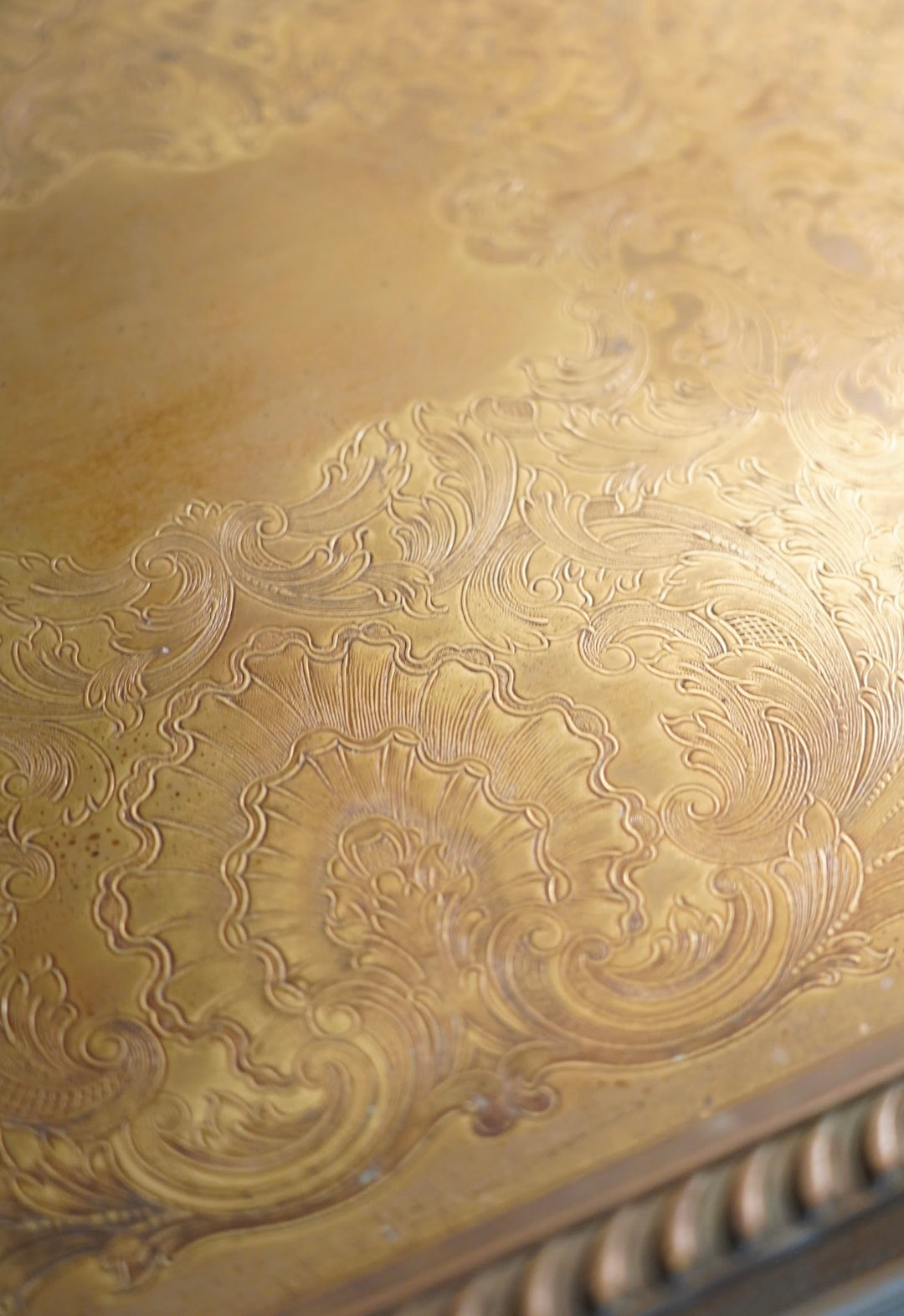 HOLLYWOOD REGENCY BRASS GLASS TRAY