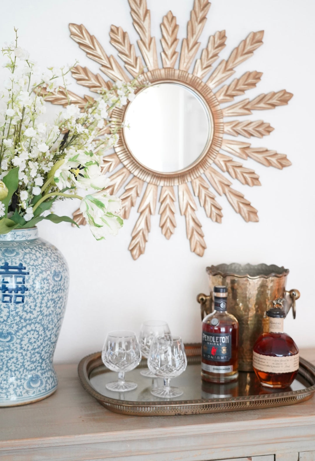 HOLLYWOOD REGENCY BRASS GLASS TRAY