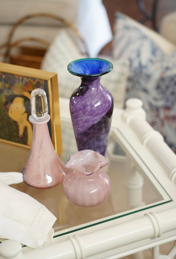 VIOLET ART VASE W/ COBALT INTERIOR