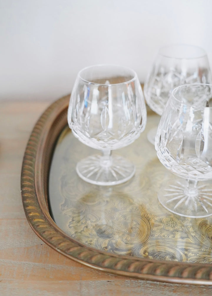 HOLLYWOOD REGENCY BRASS GLASS TRAY