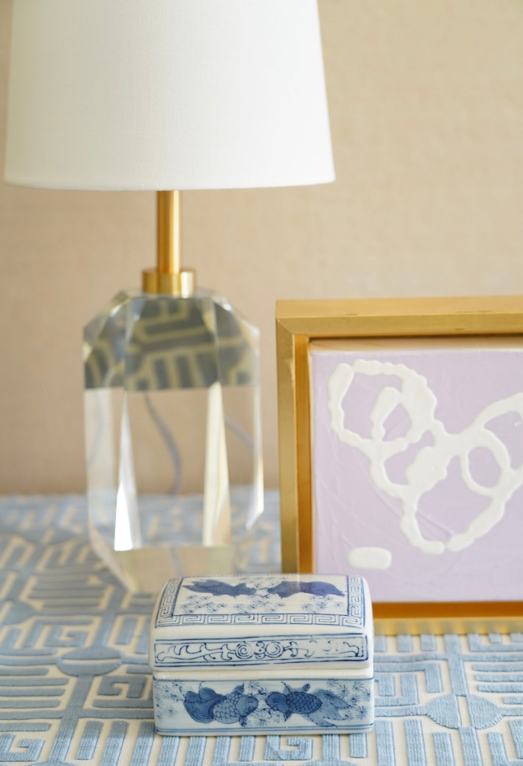 BLUE & WHITE KOI FISH TRINKET BOX