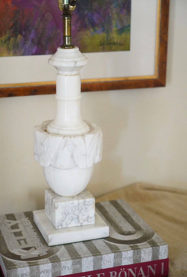 HAND-CARVED ALABASTER LAMP