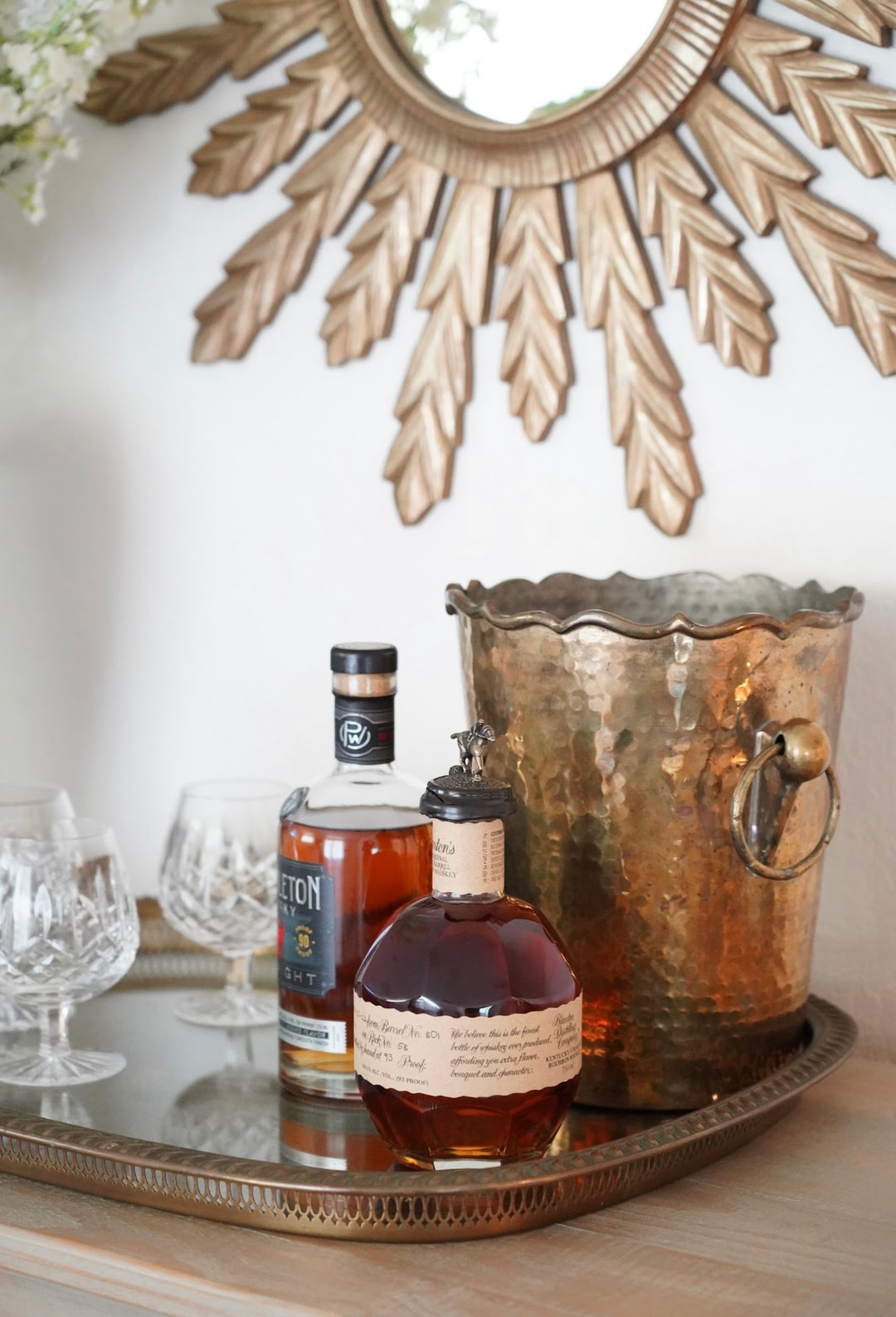 HOLLYWOOD REGENCY BRASS GLASS TRAY