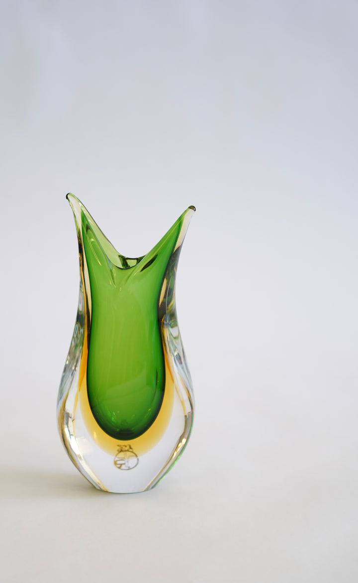 MURANO SOMERSO GREEN ART VASE