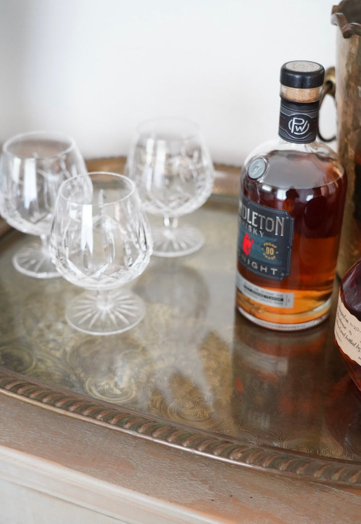 HOLLYWOOD REGENCY BRASS GLASS TRAY