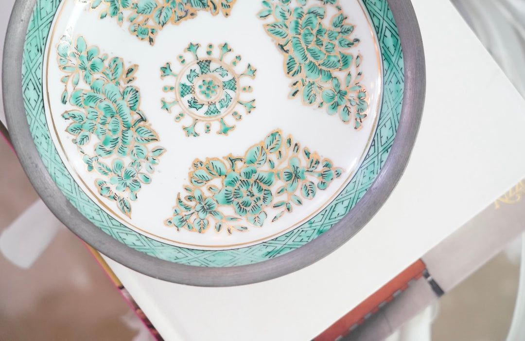 JAPANESE PORCELAIN & PEWTER BOWL