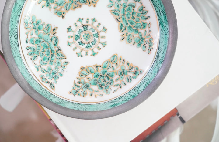 JAPANESE PORCELAIN & PEWTER BOWL