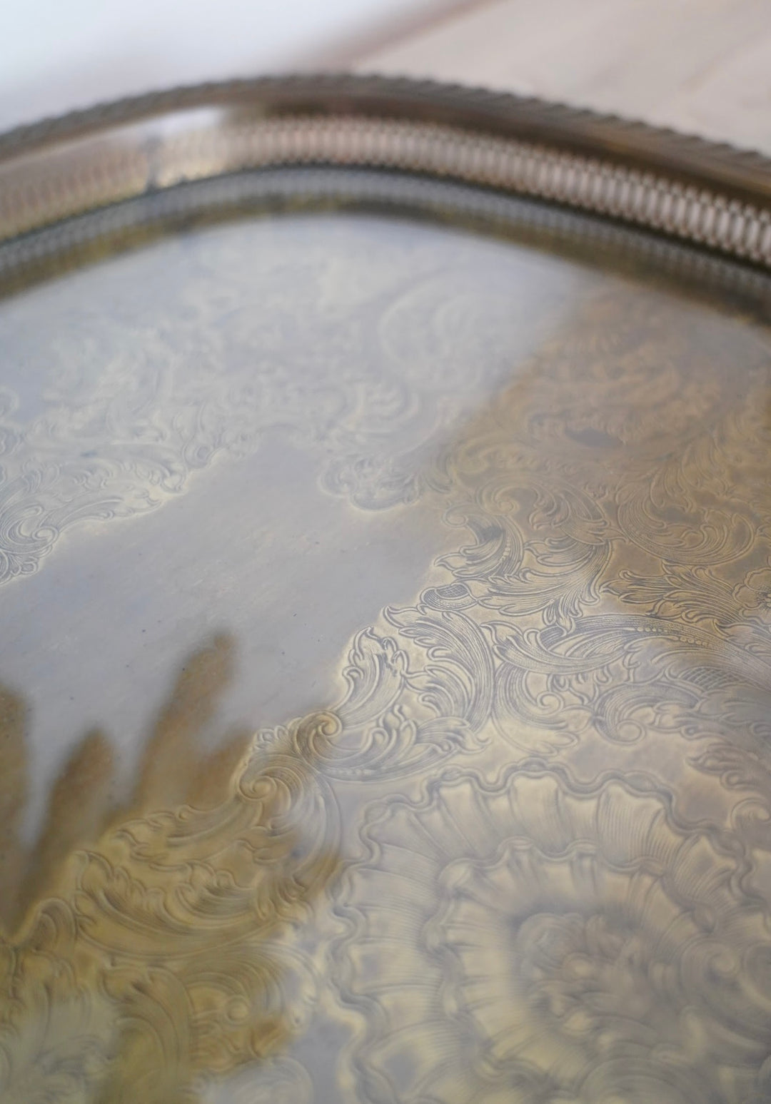 HOLLYWOOD REGENCY BRASS GLASS TRAY