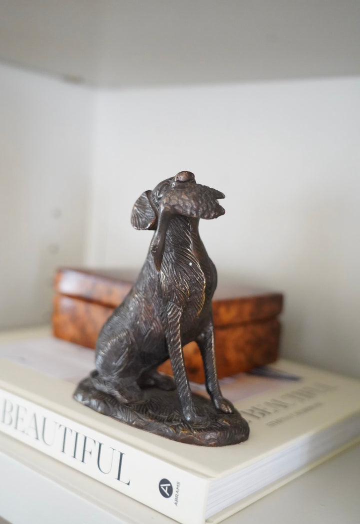 CAST BRONZE HUNTING DOG
