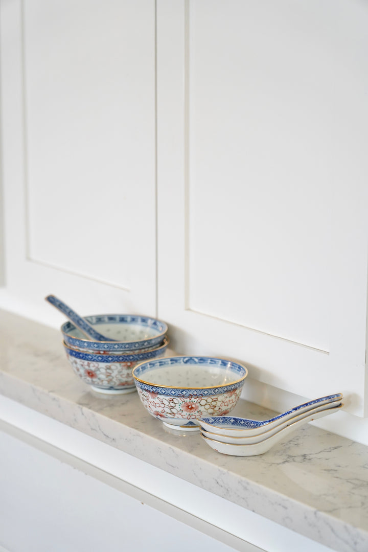 BLUE DRAGON RICE BOWLS & SPOONS