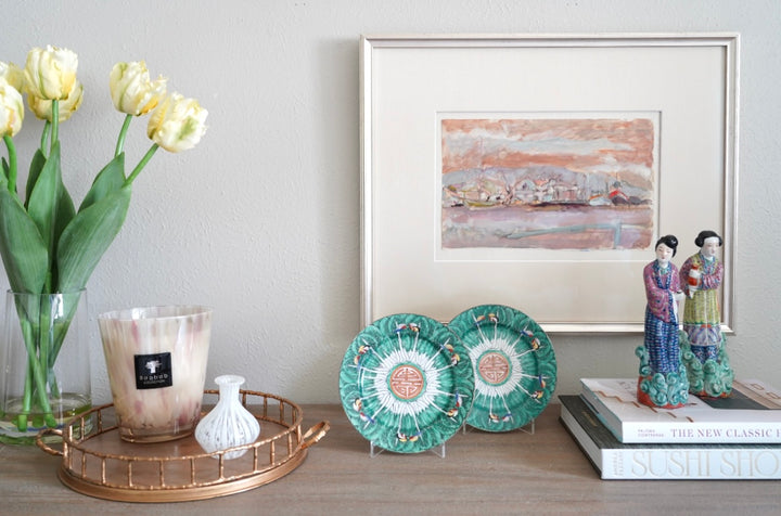 HOLLYWOOD REGENCY FAUX BAMBOO TRAY