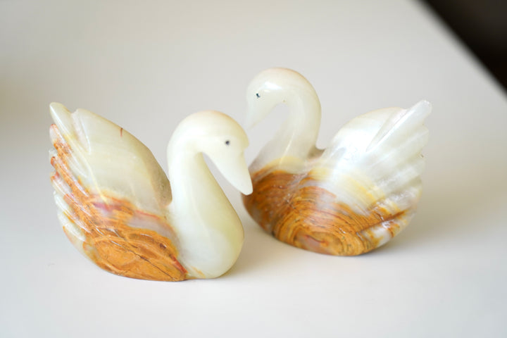 MARBLED ONYX SWANS
